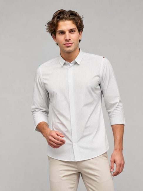 [SMF-AFE18D8633BA58-3] PETER ENGLAND Men Checkered Formal Multicolor Shirt (GREEN) (39)