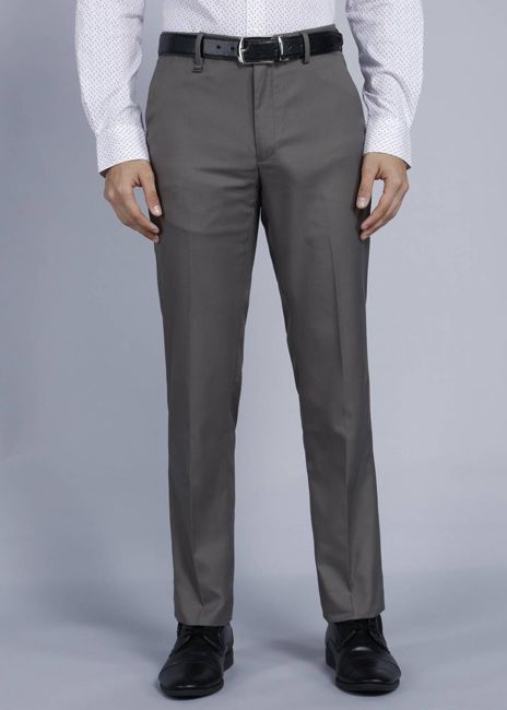 [SMF-51B678D54E1D1D-2] VAN HEUSEN Slim Fit Men Grey Trousers (32)
