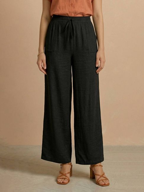 [SMF-A61851D564ED4C-3] Moda Rapido Loose Fit Women Black Trousers (30)