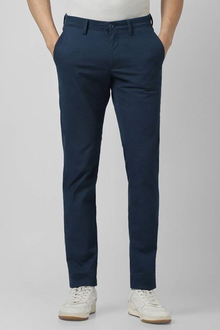 [SMF-0157066CA01569-2] VAN HEUSEN Slim Fit Men Blue Trousers (32)